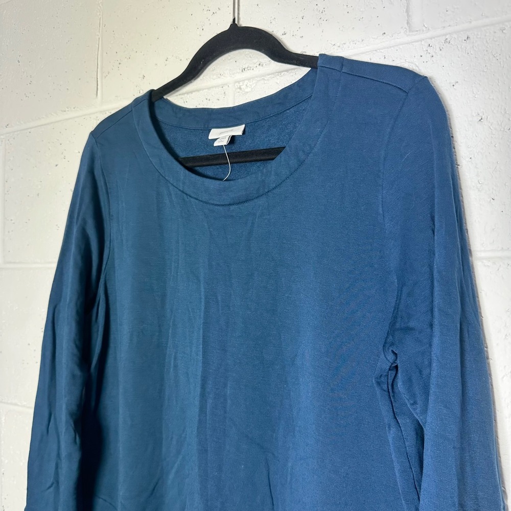 Pure Jill J Jill Blue Long Sleeve Knit Shift Dress with Pockets Large Petite